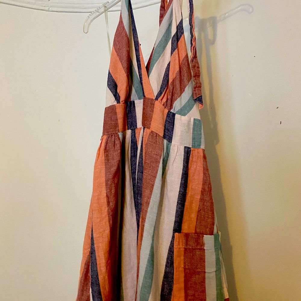 Short stripped halter dress